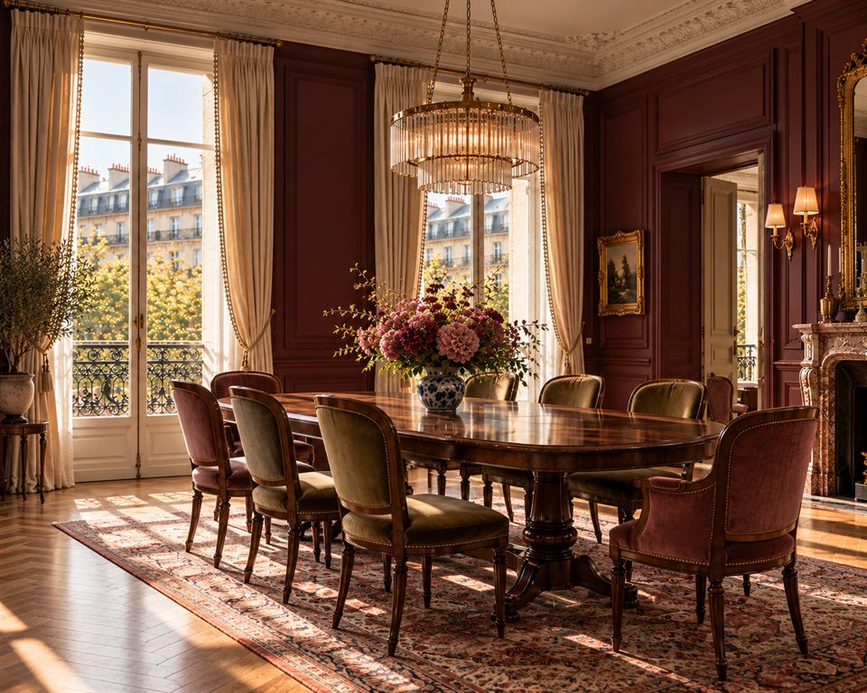The long walnut dining table